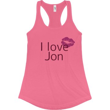 I Love Jon Junior Fit Bella Sheer Longer Length Rib Racerback Tank Top