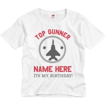 Top Gunner Birthday Youth Basic Gildan Ultra Cotton Crew Neck Tee