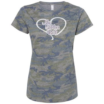 I Love My Soldier Bill Misses Relaxed Fit Code V Jersey Pink Camo Tee