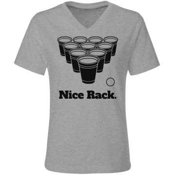 Beer Pong Nice Rack Junior Fit Bella Sheer Longer Length Rib Tee
