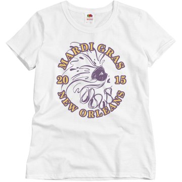 Mardi Gras Mask Misses Relaxed Fit Basic Gildan Ultra Cotton Tee