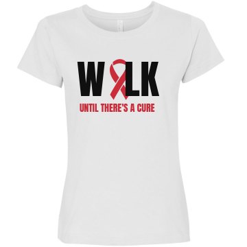 Walk Until There's A Cure Junior Fit Bella Sheer Longer Length Rib Tee