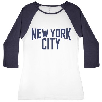 Lady Lennon New York Junior Fit Bella 1x1 Rib 3/4 Sleeve Raglan Tee