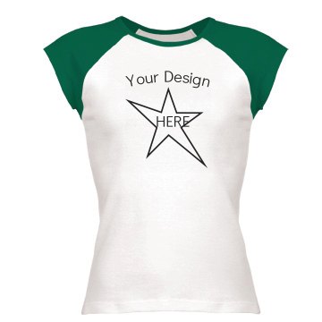 YOUR DESIGN Junior Fit Bella 1x1 Rib Cap Sleeve Raglan Tee