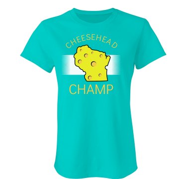 Cheesehead Champ Junior Fit Bella Crewneck Jersey Tee
