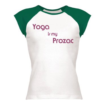 Yoga Is My Prozac Junior Fit Bella 1x1 Rib Cap Sleeve Raglan Tee