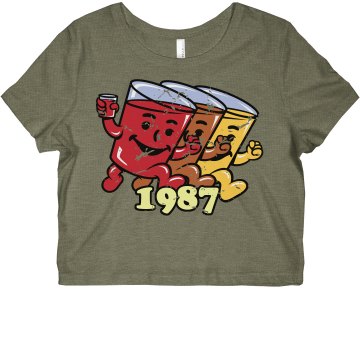 1987 Distressed Misses Bella Flowy Boxy Lightweight Crop Tee