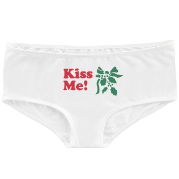 Christmas Kiss Me! Bella Contrast Satin Trim Thong