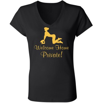 Welcome Home Military Junior Fit Bella Sheer Longer Length Rib V-Neck Tee 
