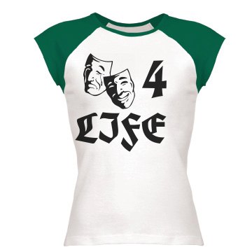 Theater For Life Junior Fit Bella 1x1 Rib Ringer Tee