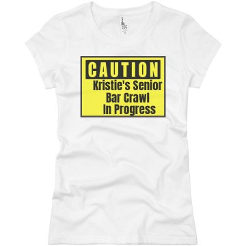 Caution Bar Crawl Junior Fit Basic Bella Favorite Tee