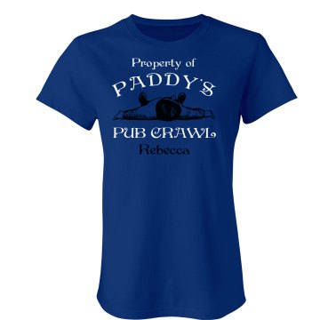 Paddy's Pub Crawl Junior Fit Bella Crewneck Jersey Tee