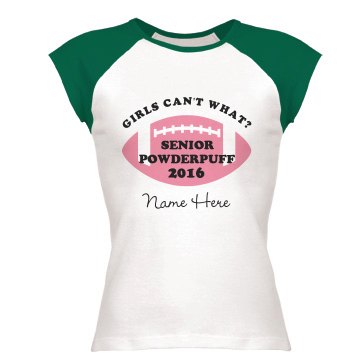Can't What? Powderpuff  Junior Fit Bella 1x1 Rib Ringer Tee