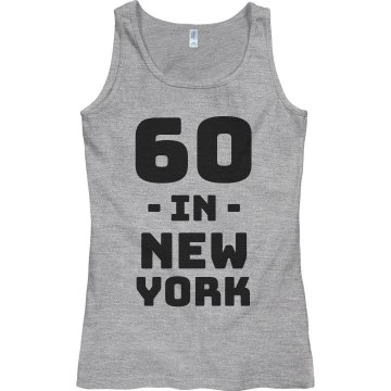 60 Years Old In NY Junior Fit Bella Sheer Longer Length Rib Racerback Tank Top