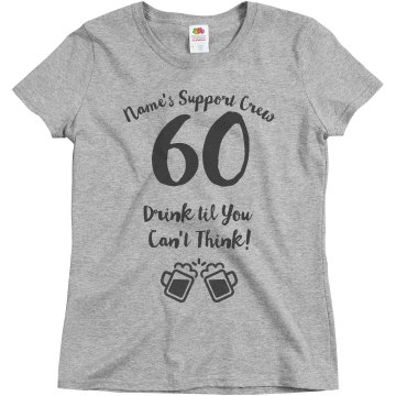 60 Years Old Support Crew Misses Relaxed Fit Basic Gildan Heavy Cotton Tee