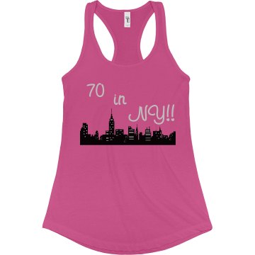 70 Years Old In NY Junior Fit Bella Sheer Longer Length Rib Racerback Tank Top