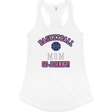 Basketball Mom Rhinestone Junior Fit Bella Sheer Longer Length Rib Racerback Tank Top