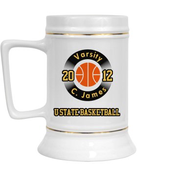 Team Stein 28oz Gold Trim Ceramic Stein