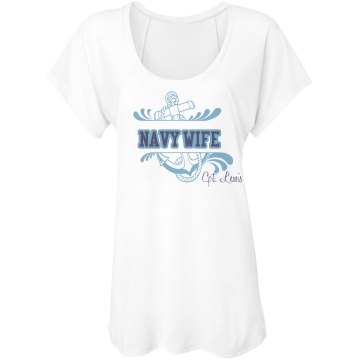 Navy Wife Anchor Tee Misses Bella Flowy Lightweight Raglan Tee