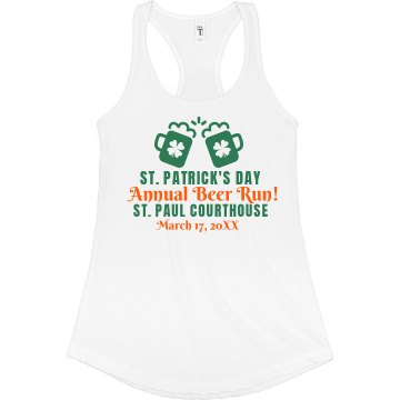 St. Patrick's Race Tank Junior Fit Bella Sheer Longer Length Rib Racerback Tank Top