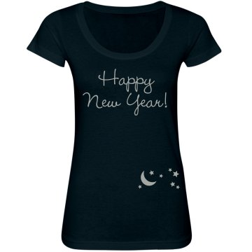 Happy New Year Tee Junior Fit Bella Sheer Longer Length Scoopneck Tee