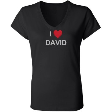 I Heart David Junior Fit Bella Sheer Longer Length Rib V-Neck Tee 