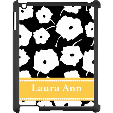Custom Floral iPad Case Black iPad Snap-on Case