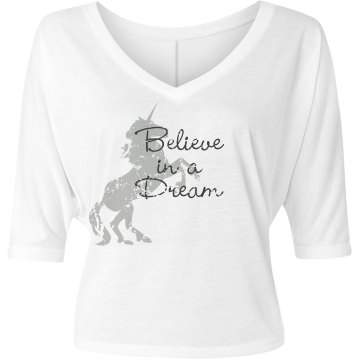 Believe Misses Bella Flowy V-Neck Half-Sleeve Tee
