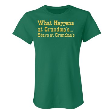 What Happens At Grandmas  Junior Fit Bella Crewneck Jersey Tee