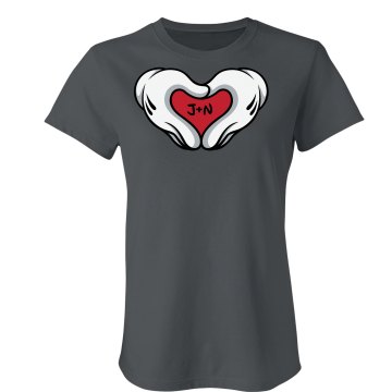 Heart Initials Junior Fit Bella Crewneck Jersey Tee