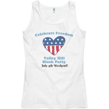 July 4th Block Party Junior Fit Bella Sheer Longer Length Rib Strap Tank Top