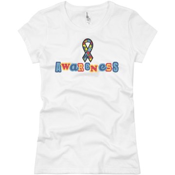 Autism Awareness Ribbon Junior Fit Basic Bella Favorite Tee