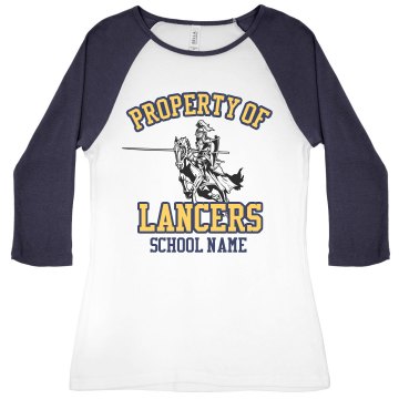 Property of Lancer Sports Junior Fit Bella 1x1 Rib 3/4 Sleeve Raglan Tee
