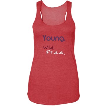 Young. Wild. Free. Junior Fit Bella Sheer Longer Length Rib Strap Tank Top