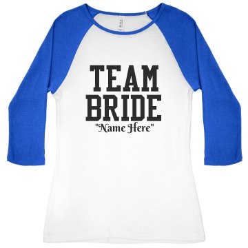 Team Bride Junior Fit Bella 1x1 Rib 3/4 Sleeve Raglan Tee