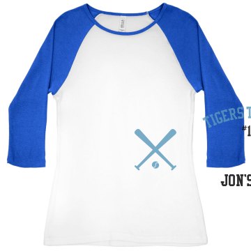 Teeball Mom Junior Fit Bella 1x1 Rib 3/4 Sleeve Raglan Tee
