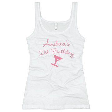 21st Birthday Tank Junior Fit Bella Sheer Longer Length Rib Tank Top