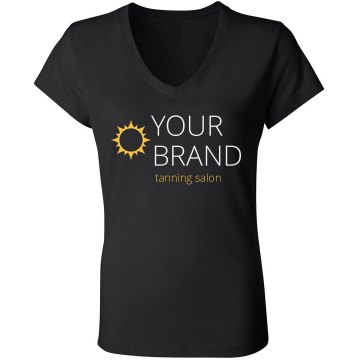 Soliel Tanning Salon Junior Fit Bella Sheer Longer Length Rib V-Neck Tee 