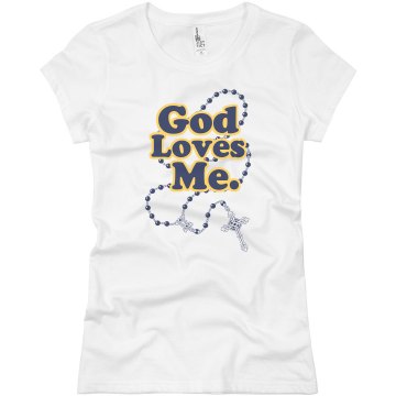 God Loves Me Beads Junior Fit Basic Bella Favorite Tee