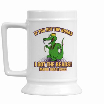 Mardi Gras Boob Stein 16oz Ceramic Stein