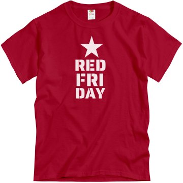 Red Friday Star Mens Unisex Gildan Heavy Cotton Crew Neck Tee