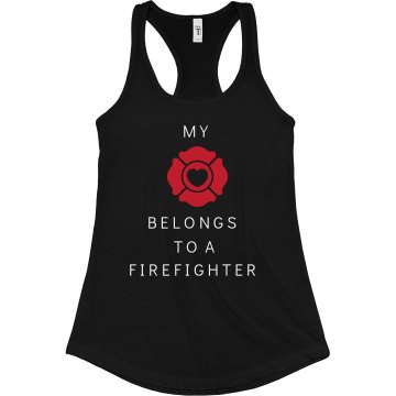 I Heart Firefighters Junior Fit Bella 1x1 Rib 3/4 Sleeve Raglan Tee