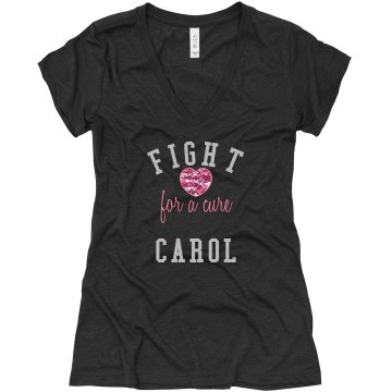 For A Cure Rhinestones Junior Fit Bella Triblend Deep V Neck Tee
