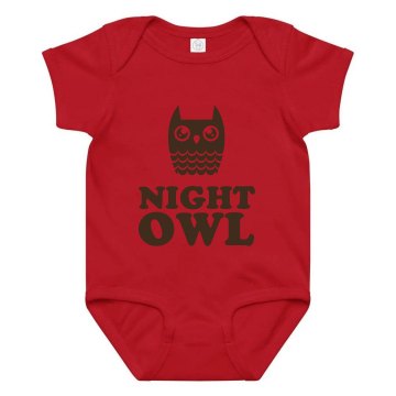 Night Owl Onesie Infant Rabbit Skins Lap Shoulder Creeper