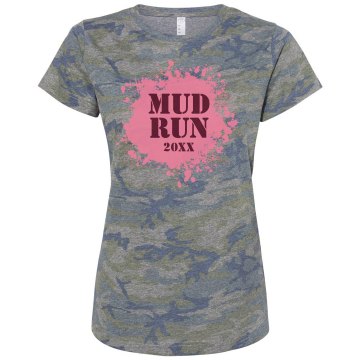 Mud Run Camo Misses Relaxed Fit Code V Jersey Pink Camo Tee
