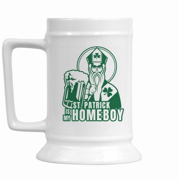St. Patrick Homeboy 28oz Gold Trim Ceramic Stein