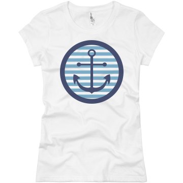 Nautical Anchor Tee Junior Fit Basic Bella Favorite Tee
