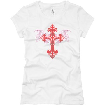 Cross With Wings Junior Fit Basic Bella Favorite Tee