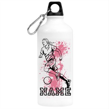 Girl Soccer Player Aluminum Water Bottle