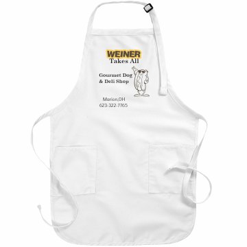 Weiner Takes All Basic White Apron